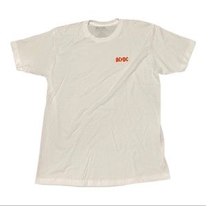 AC/DC Rock Band Red Yellow Embroidered Logo White T-Shirt Size Large Tee Shirt